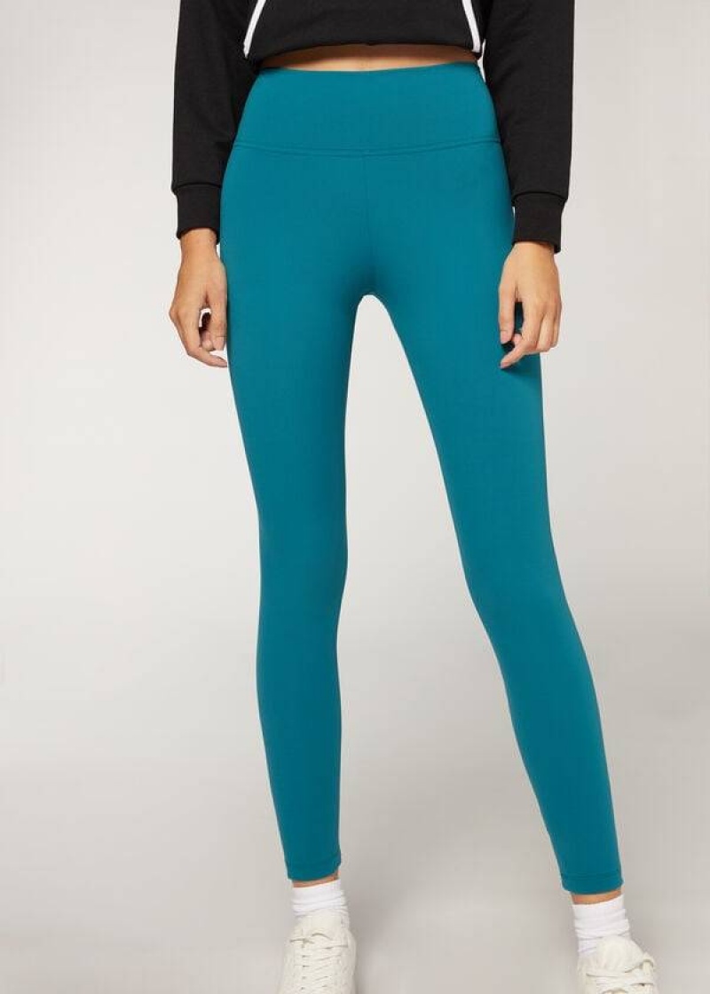 Calzedonia Active Leggings Damen Blau | DE1572GL